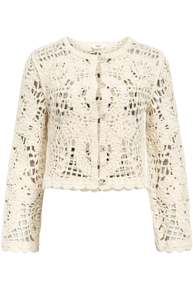 OBJLIZZA KNIT REG L/S CARDIGAN CC3 23046998 WHITE SAND